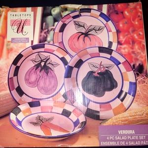 Tabletops Unlimited Verdura Vegetable Collection Salad Plates 4 piece NEW